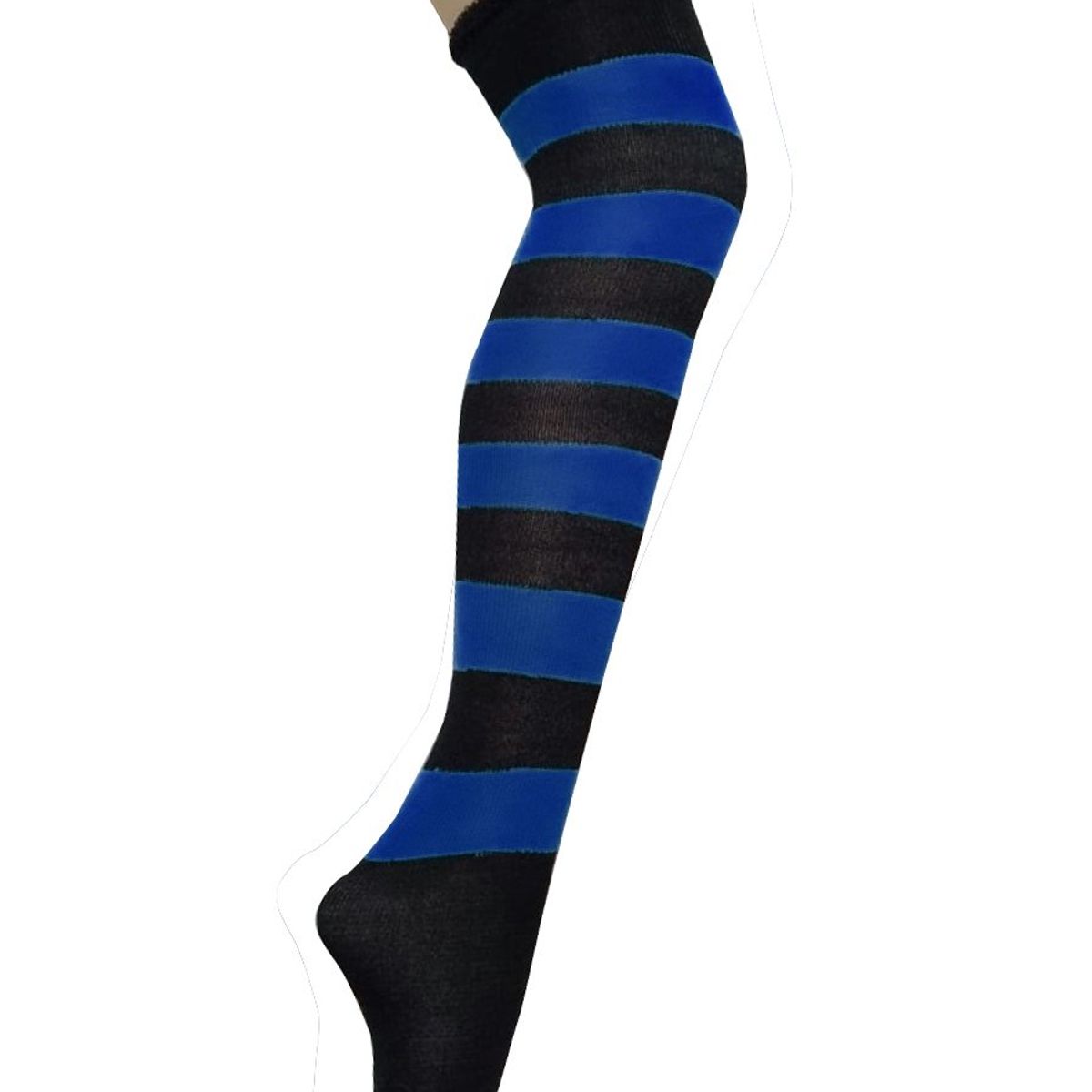 WHITE - Medias Rayas Negro y azul largas halloween disfraz_.
