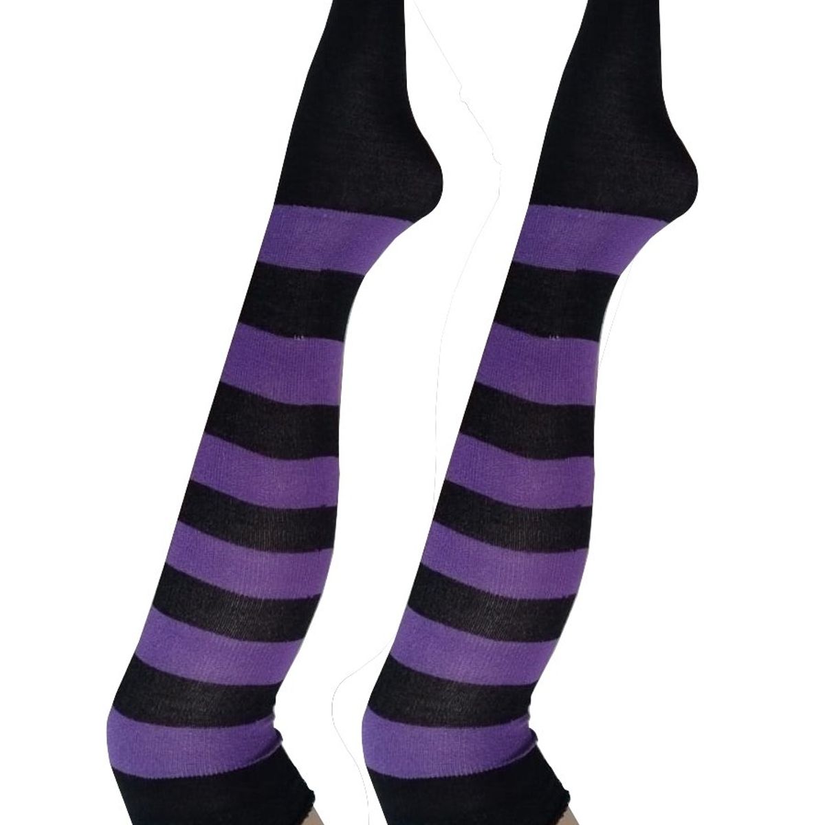 WHITE - Medias Rayas Negro y morado largas halloween disfraz_.
