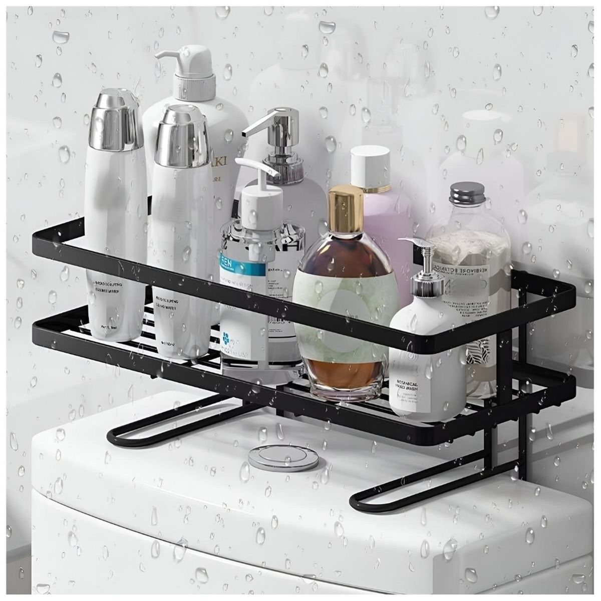 MINARI - Estante Organizador de Metal para Baño Elegante Negro K47