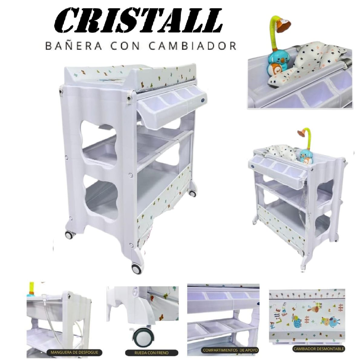 GENERICO - Bañera Con Cambiador Cristall Con Regadera-Blanco