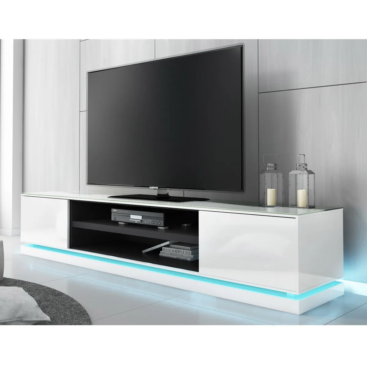 TU MESITA - Mesa Para TV Moderna Santy con LED color Blanco TU MESITA