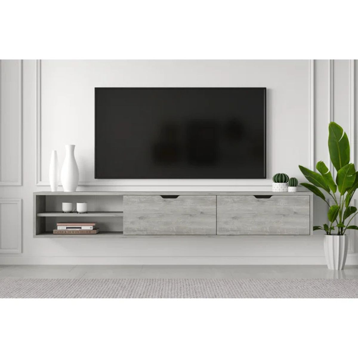 TU MESITA - Mesa de TV Flotante Piero color Gris TU MESITA 2 puertas