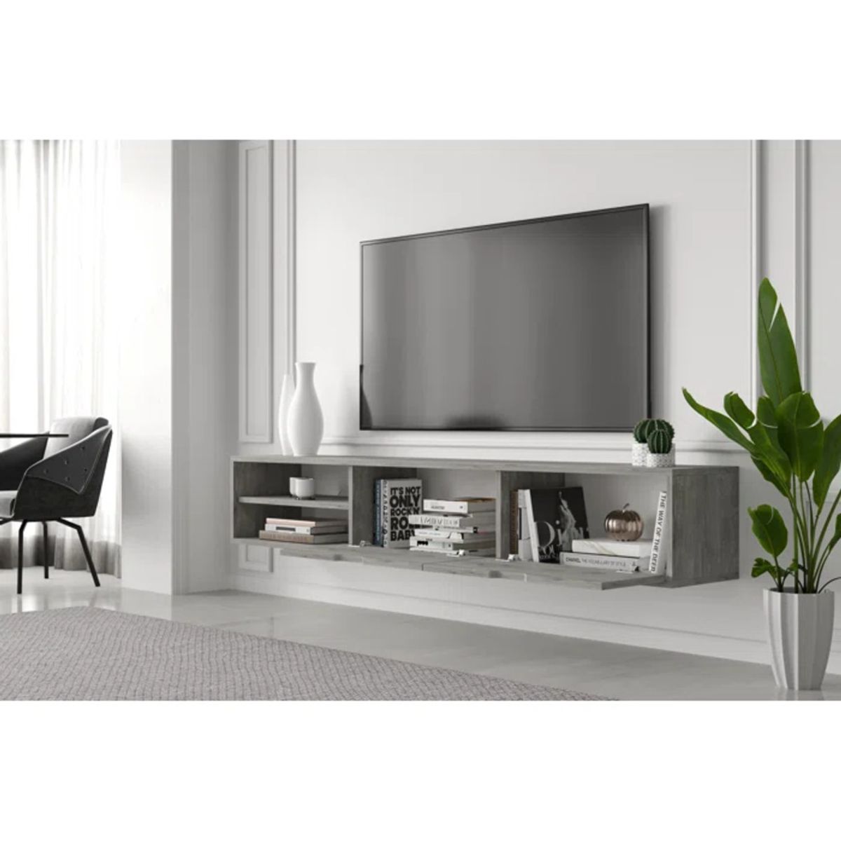 TU MESITA - Mesa de TV Flotante Piero color Gris TU MESITA 2 puertas