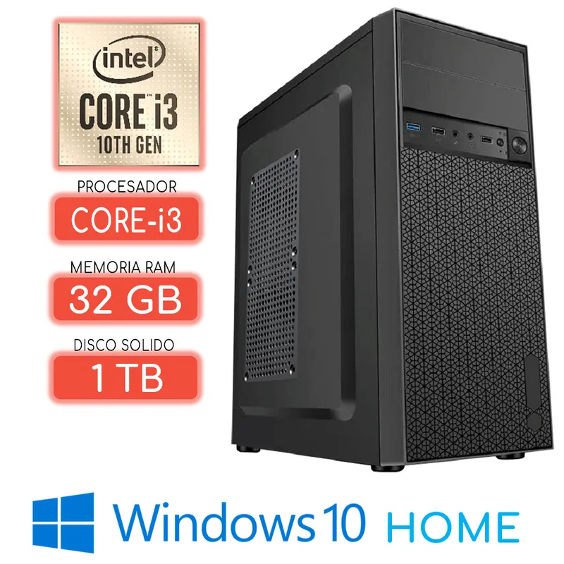 INTEL - Computadora CPU CORE i3-10100 RAM 32Gb SSD 1Tb Windows 10 PC 10maGen