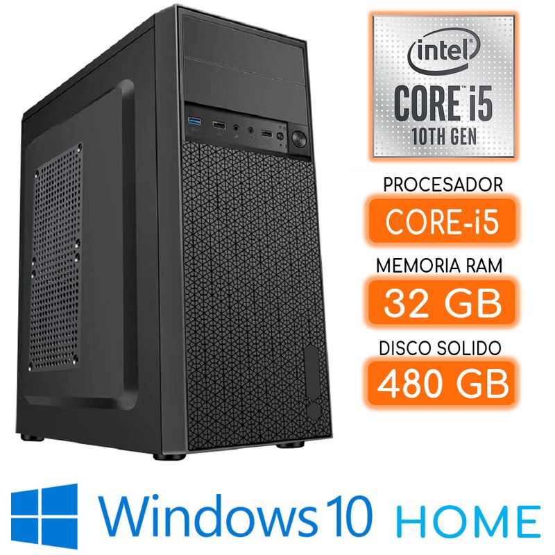 INTEL - Computadora CPU CORE i5-10400 RAM 32Gb SSD 480Gb Windows 10 PC 10maGen