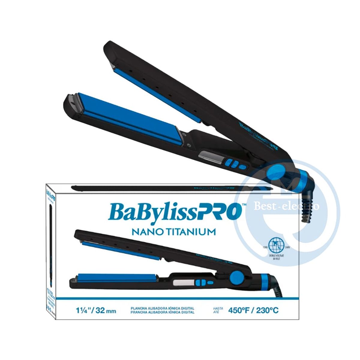 BABYLISS PRO - Alisadora BabylissPro BNTMB4091TPE Metal Blue Nano Titanium 32mm