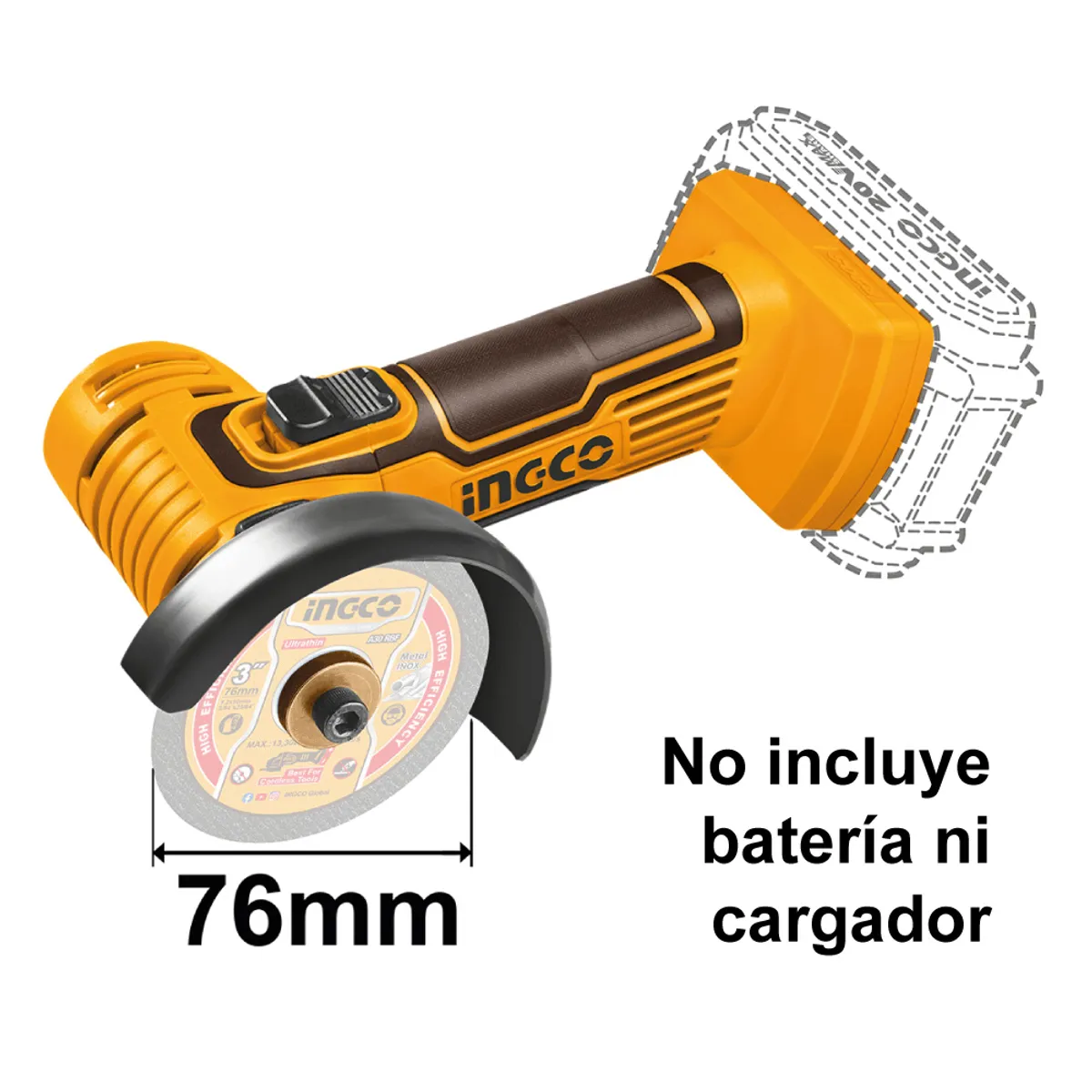 INGCO TOOLS - MINI AMOLADORA INGCO 20V 76MM + DISCOS CAGLI7601