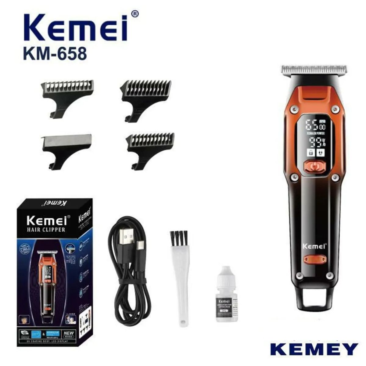 KEMEI - Máquina Cortadora de Cabello Inalámbrica Profesional Kemei KM-658