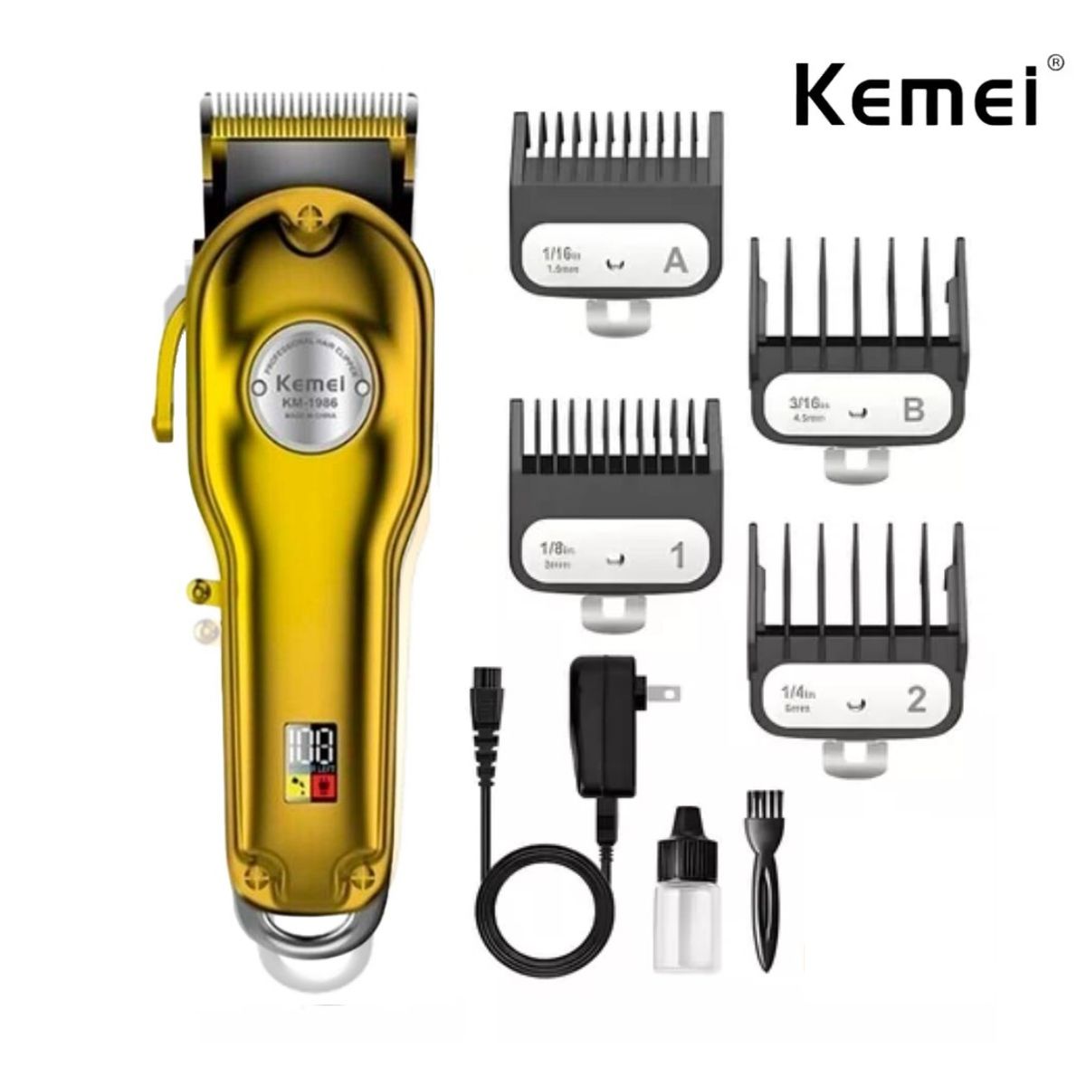 KEMEI - Máquina Cortadora de Cabello Profesional Kemei Dorada KM-1986