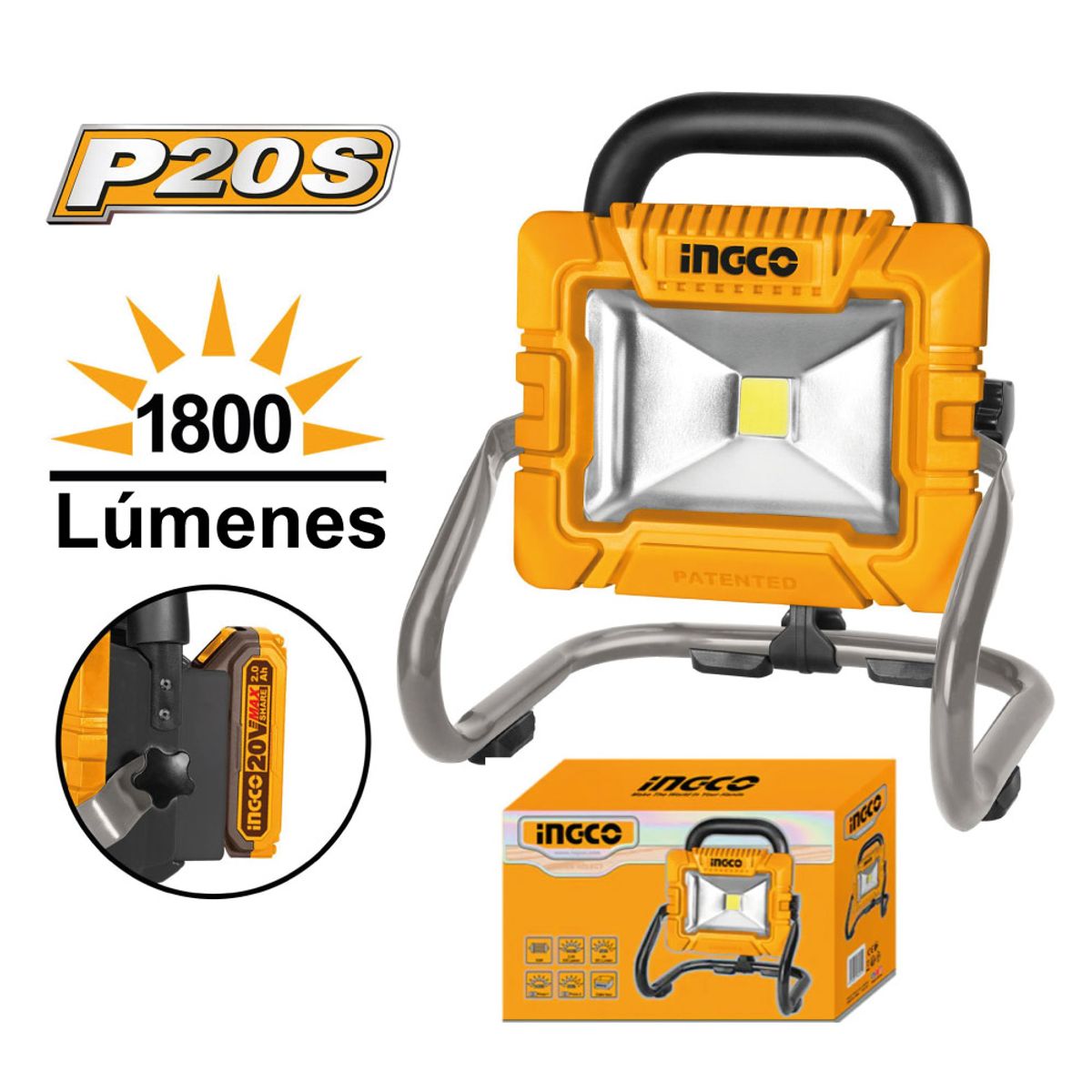 INGCO TOOLS - Reflector Portátil Inalámbrico Ingco 20V CWLI2025