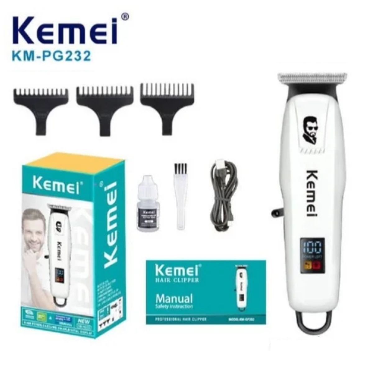 KEMEI - Kemei-cortadora de cabello inalámbrica profesional KM-PG232
