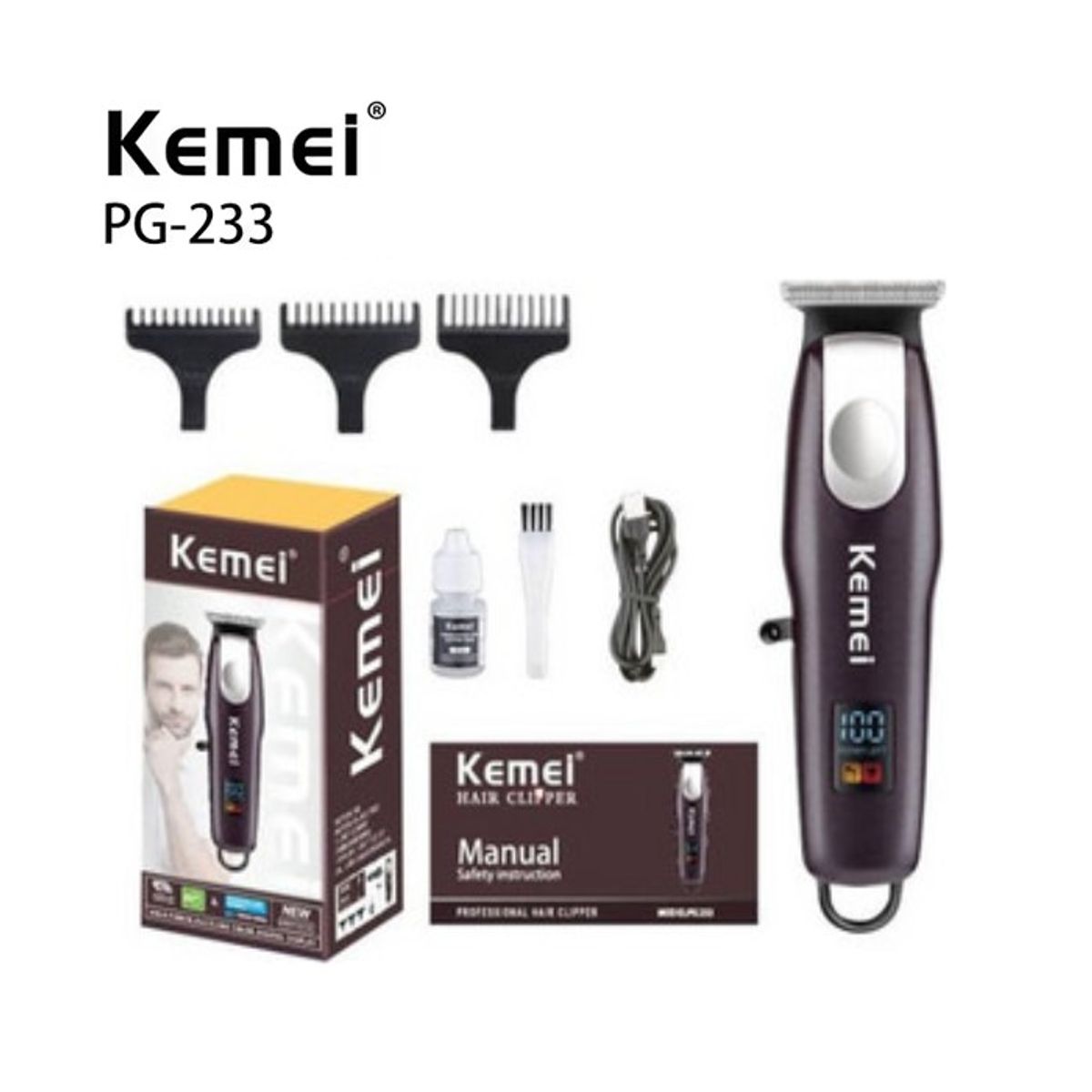 KEMEI - Kemei - Cortadora de cabello inalámbrica profesional KM-PG233