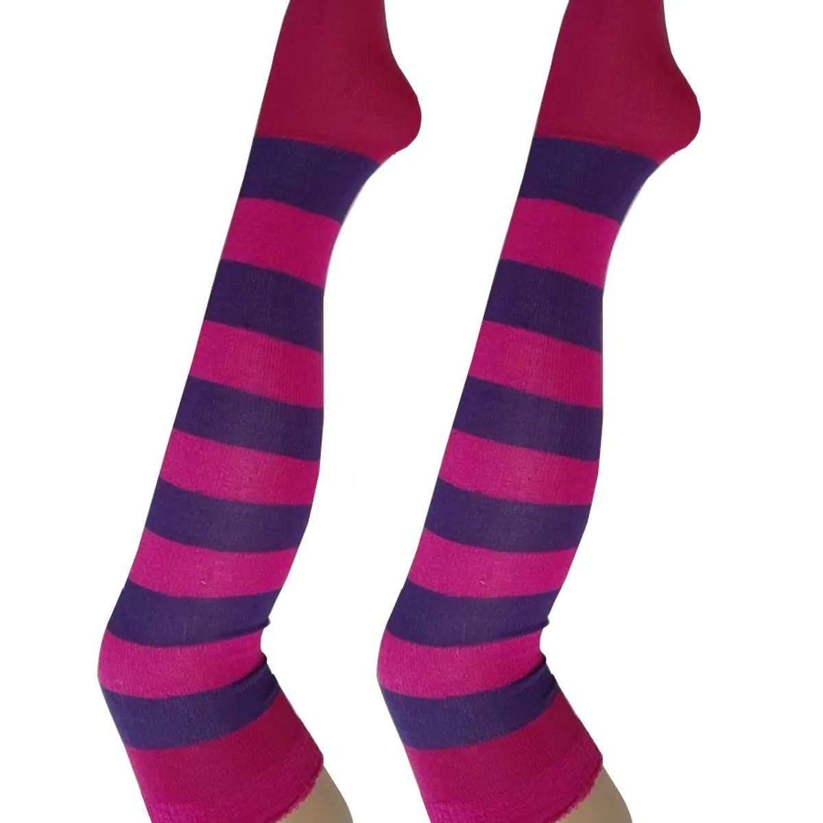 WHITE - Medias Rayas Fucsia y lila largas halloween disfraz_.