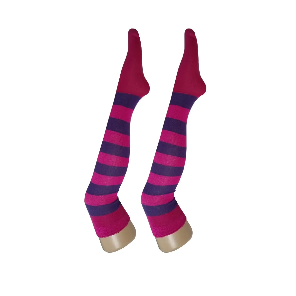 WHITE - Medias Rayas Fucsia y lila largas halloween disfraz_.