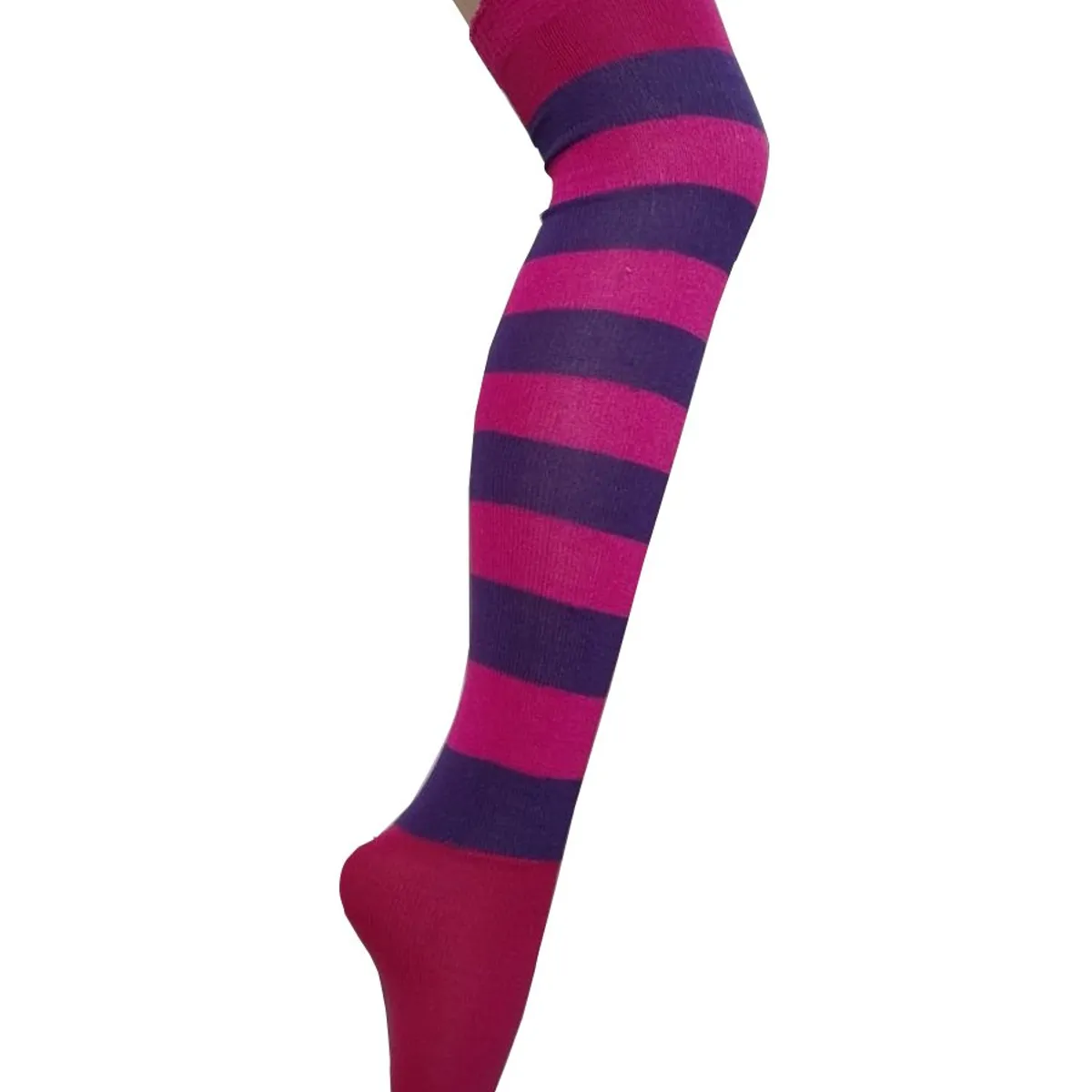 WHITE - Medias Rayas Fucsia y lila largas halloween disfraz_.