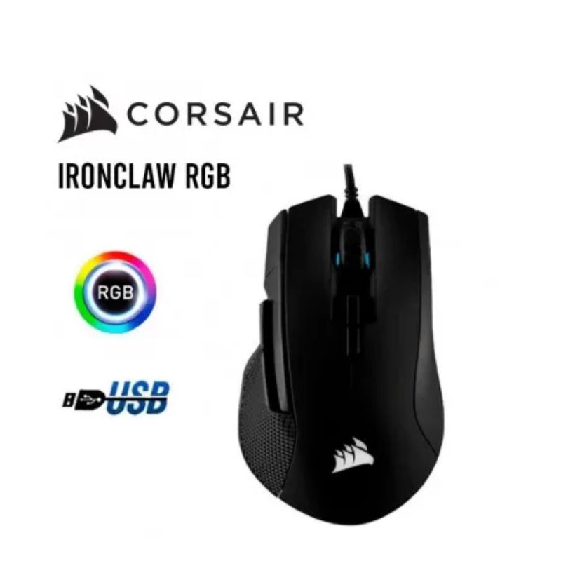 CORSAIR - Mouse Corsair Ironclaw RGB Gaming 18 000 dpi 7 botones Negro USB