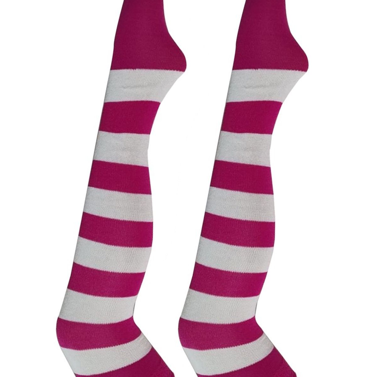 WHITE - Medias Rayas Fucsia y blanco largas halloween disfraz_.
