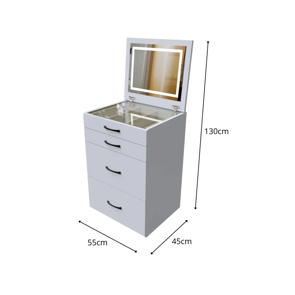 MUEBLES MACRUMO - TOCADOR PLEGABLE + ASIENTO + CAJONES