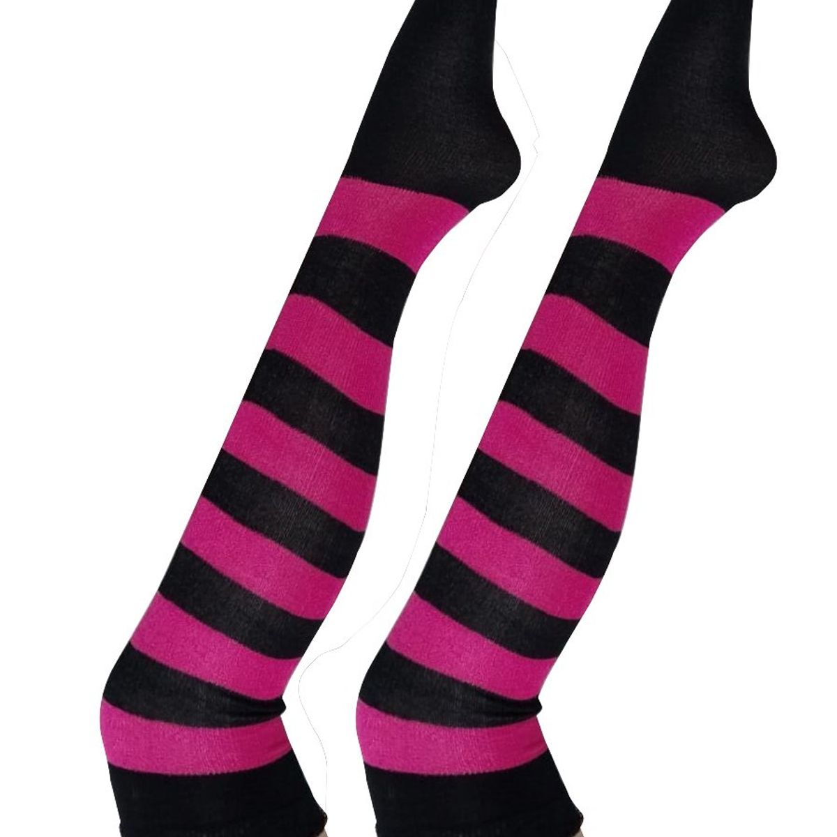 WHITE - Medias Rayas Negro y Fucsia largas halloween disfraz_.