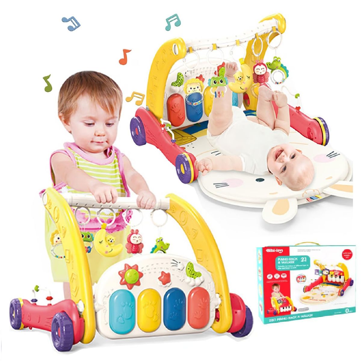 GENERICO - GIMNASIO CAMINADOR CON PIANO MUSICAL 2 EN 1