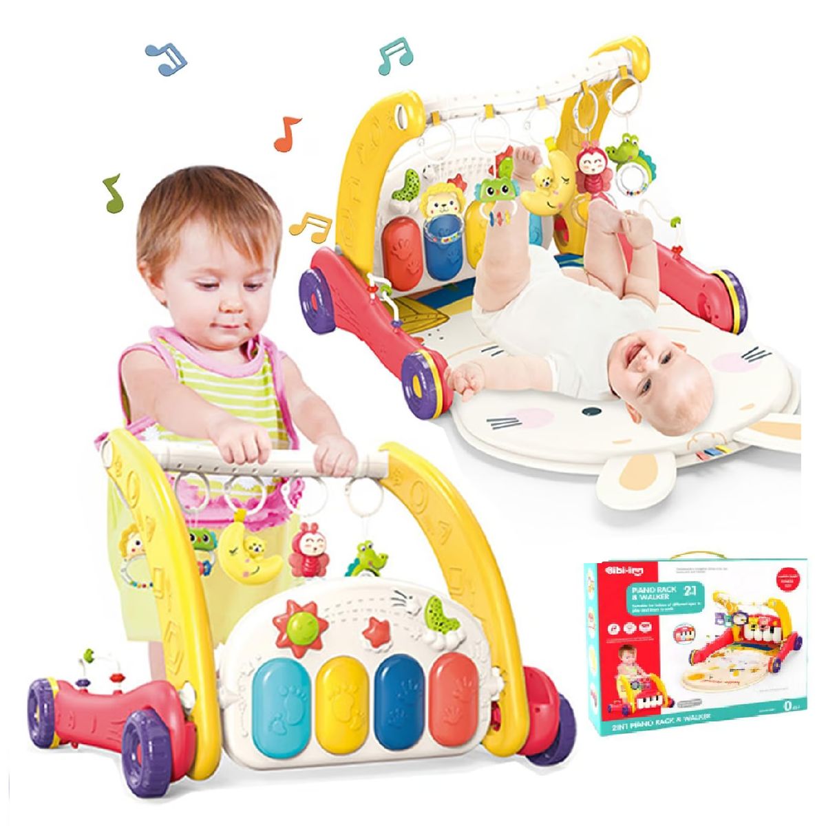 GENERICO - GIMNASIO CAMINADOR CON PIANO MUSICAL 2 EN 1