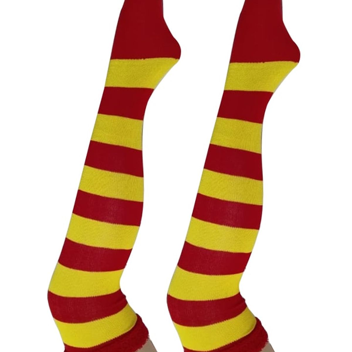 WHITE - Medias Rayas Rojo y Amarillo largas halloween disfraz_.