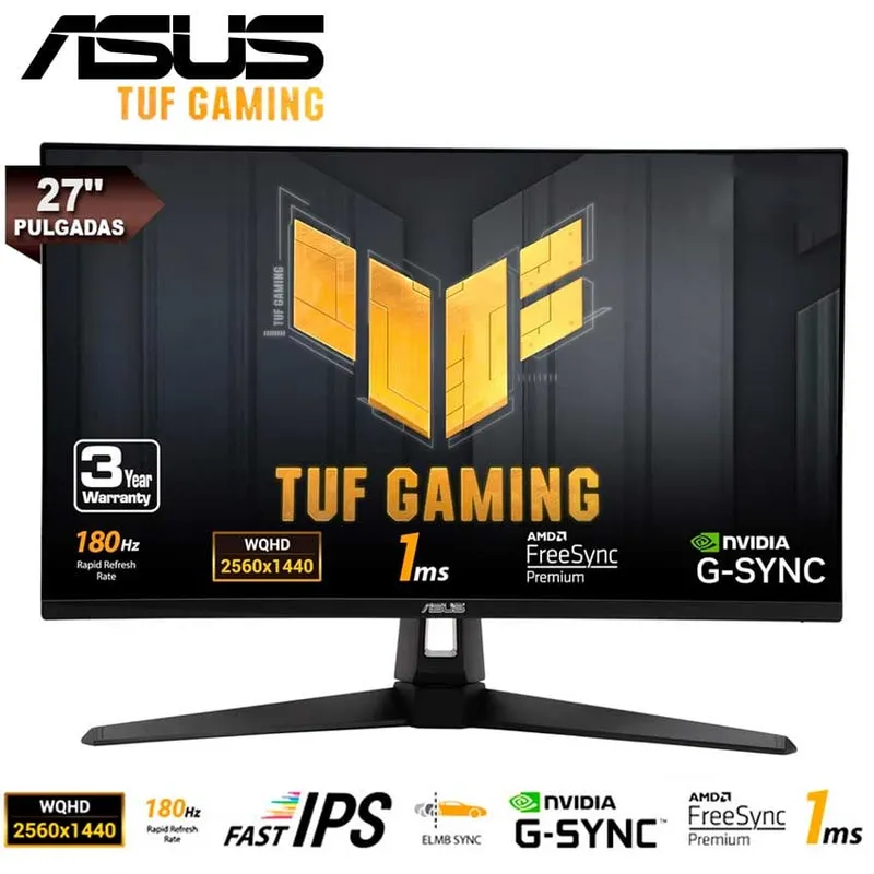 ASUS - Monitor ASUS TufGaming VG27AQ3A FAST IPS QHD 180Hz 1ms G-Sync FreeSync