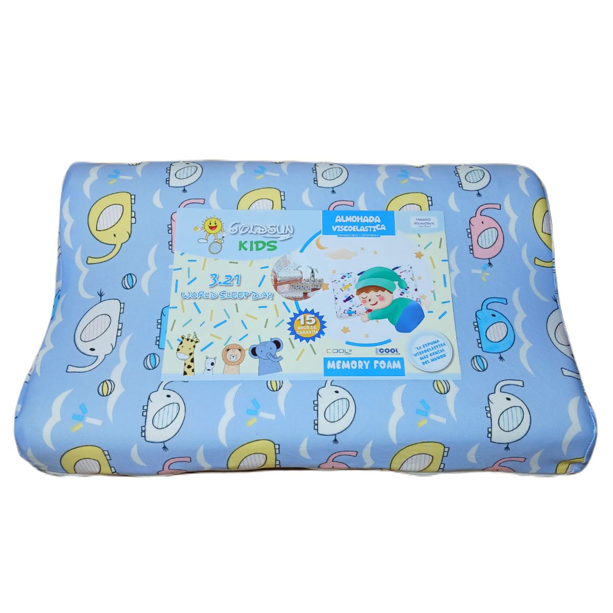 GOLDSUN - ALMOHADA VISCOELÁSTICA  KIDS 40x25cm. memory foam.