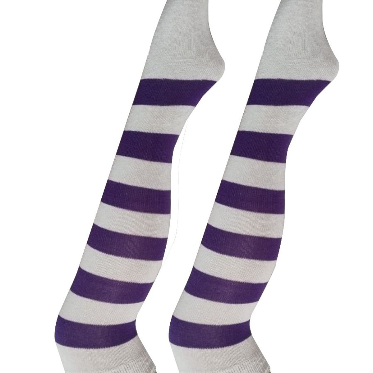 WHITE - Medias Rayas Blanco y Morado halloween disfraz_.