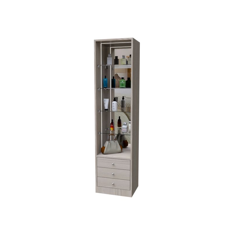 MUEBLES MACRUMO - TOCADOR PILAR CON REPISAS DE VIDRIO
