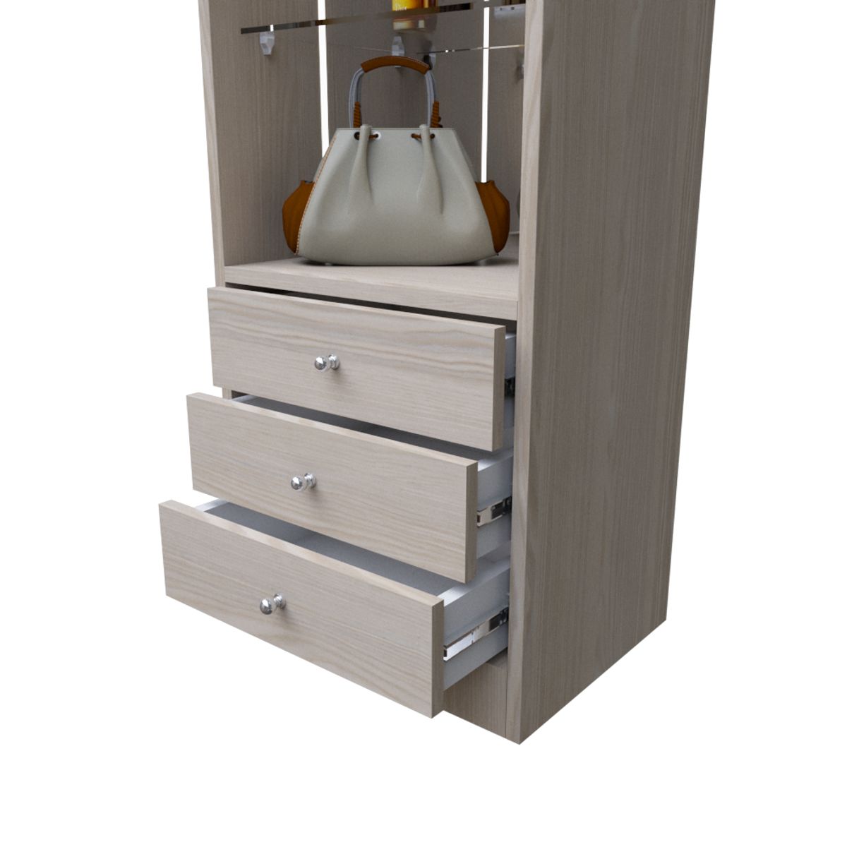 MUEBLES MACRUMO - TOCADOR PILAR CON REPISAS DE VIDRIO