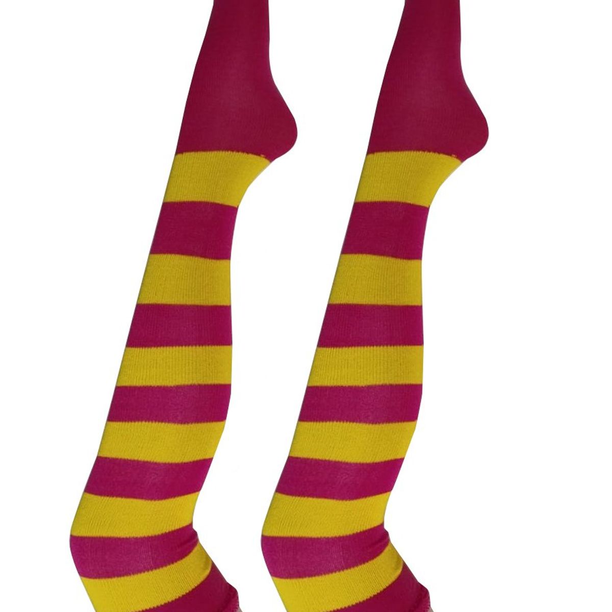 WHITE - Medias Rayas Fucsia y Amarillo halloween disfraz_.