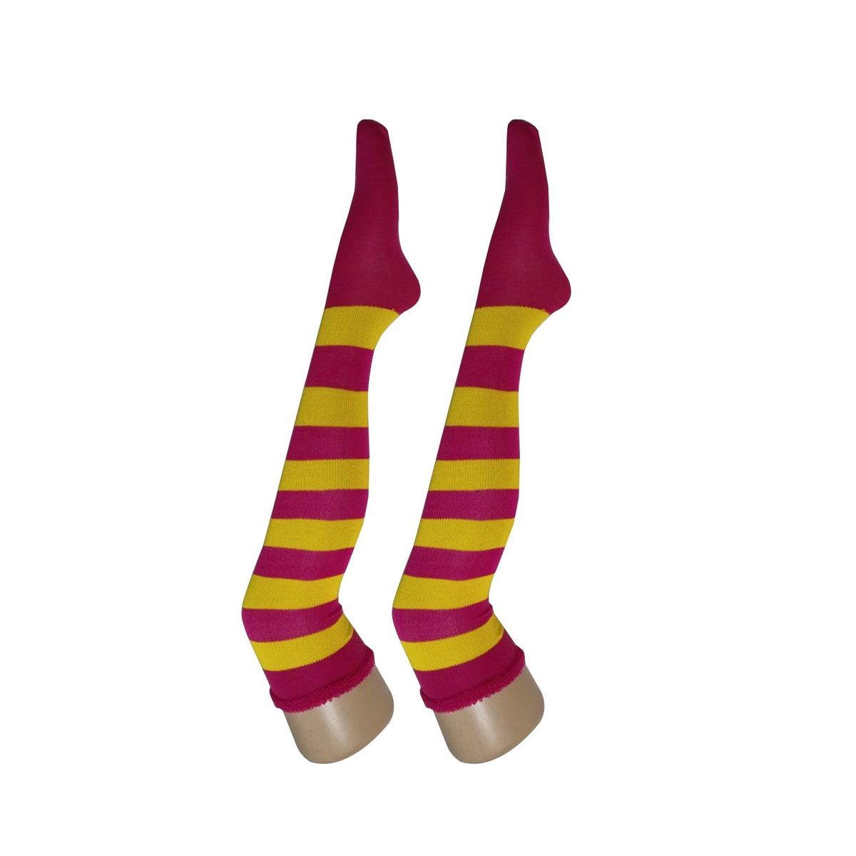 WHITE - Medias Rayas Fucsia y Amarillo halloween disfraz_.