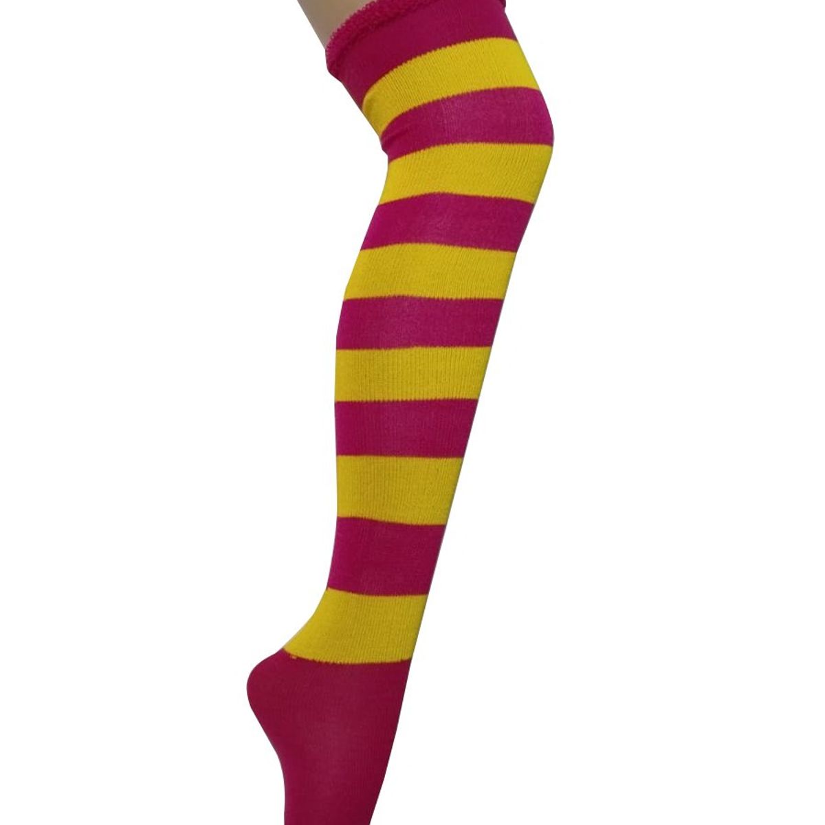 WHITE - Medias Rayas Fucsia y Amarillo halloween disfraz_.