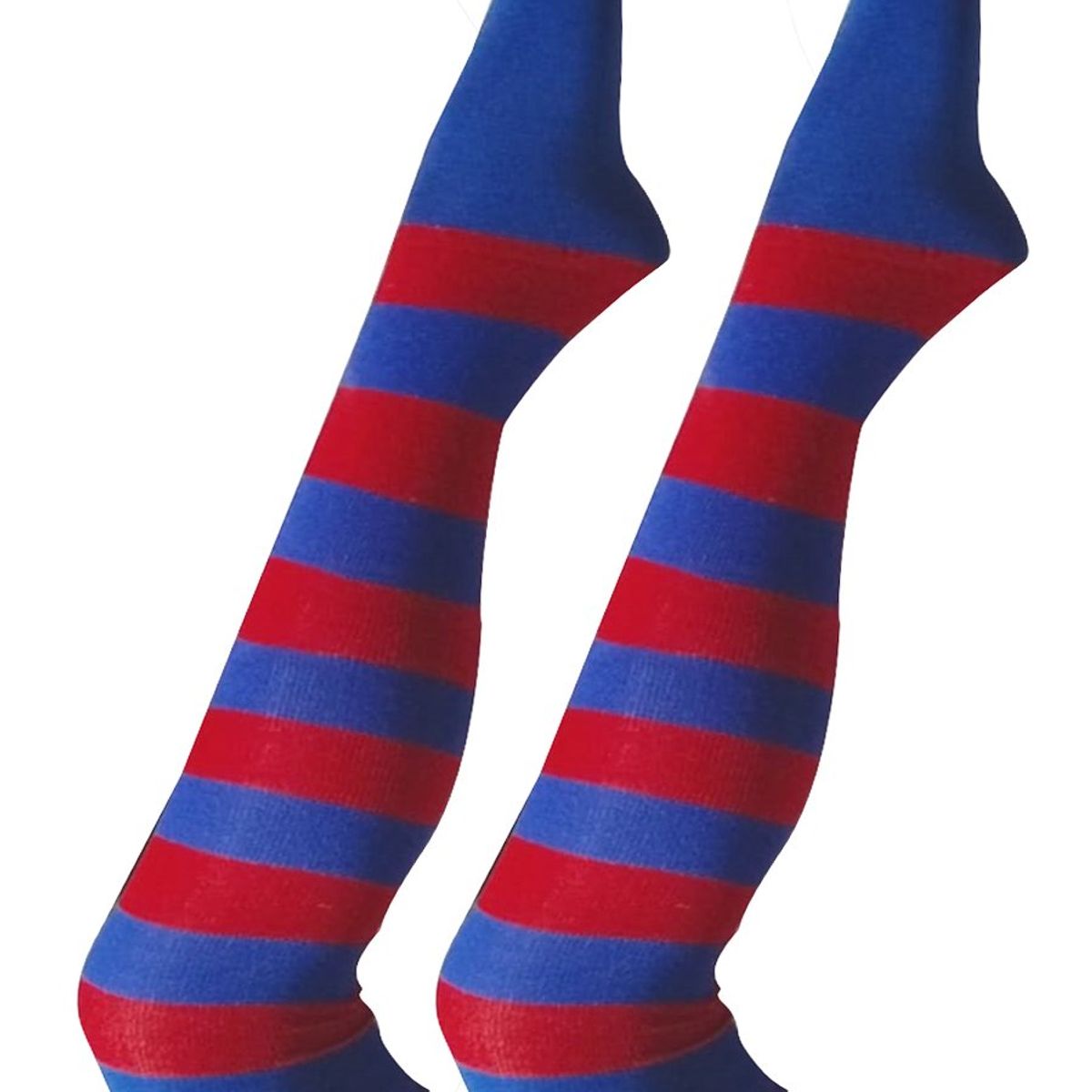 WHITE - Medias Rayas Azul y Rojo largas halloween disfraz_.