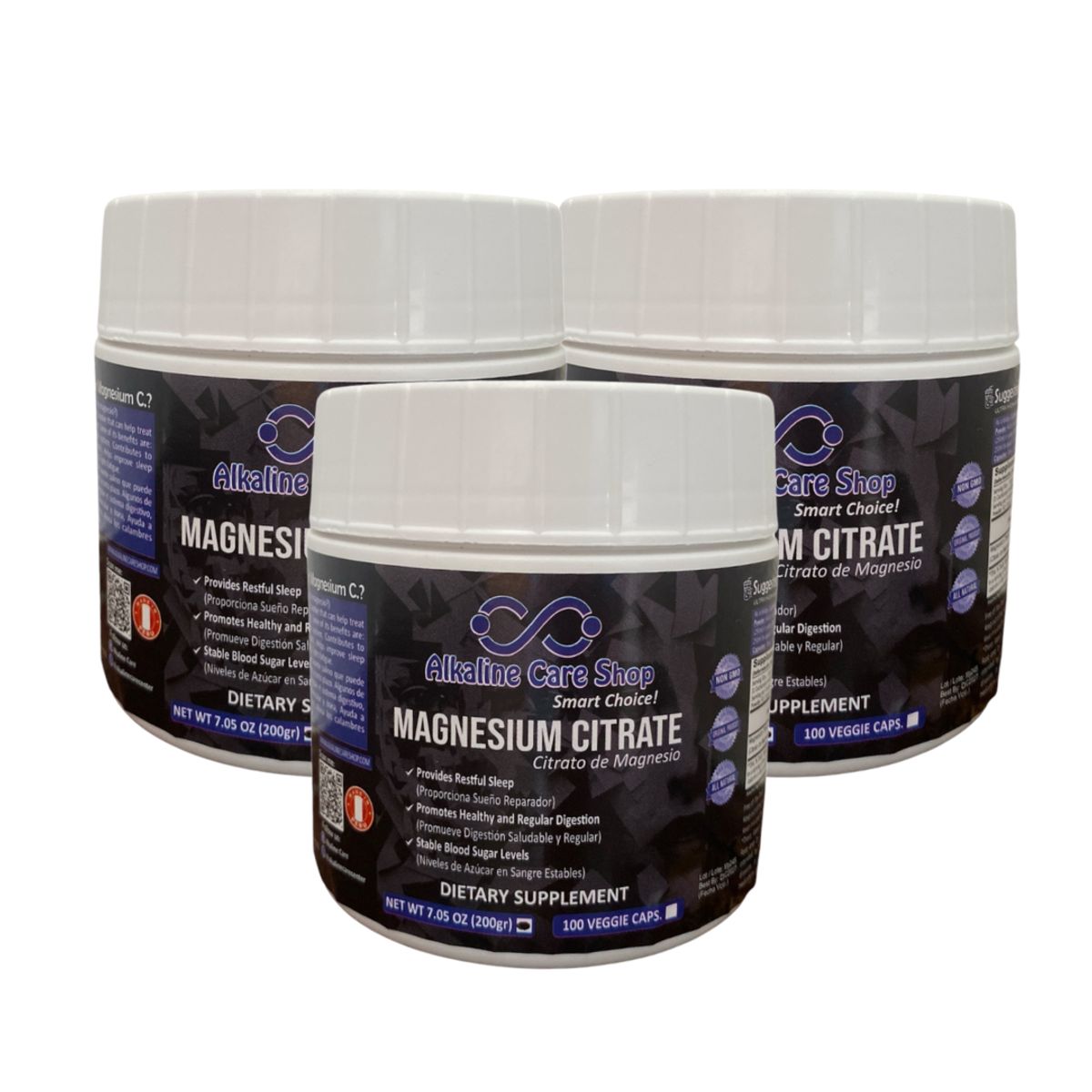 ALKALINE CARE - Citrato de Magnesio 200gr x 3