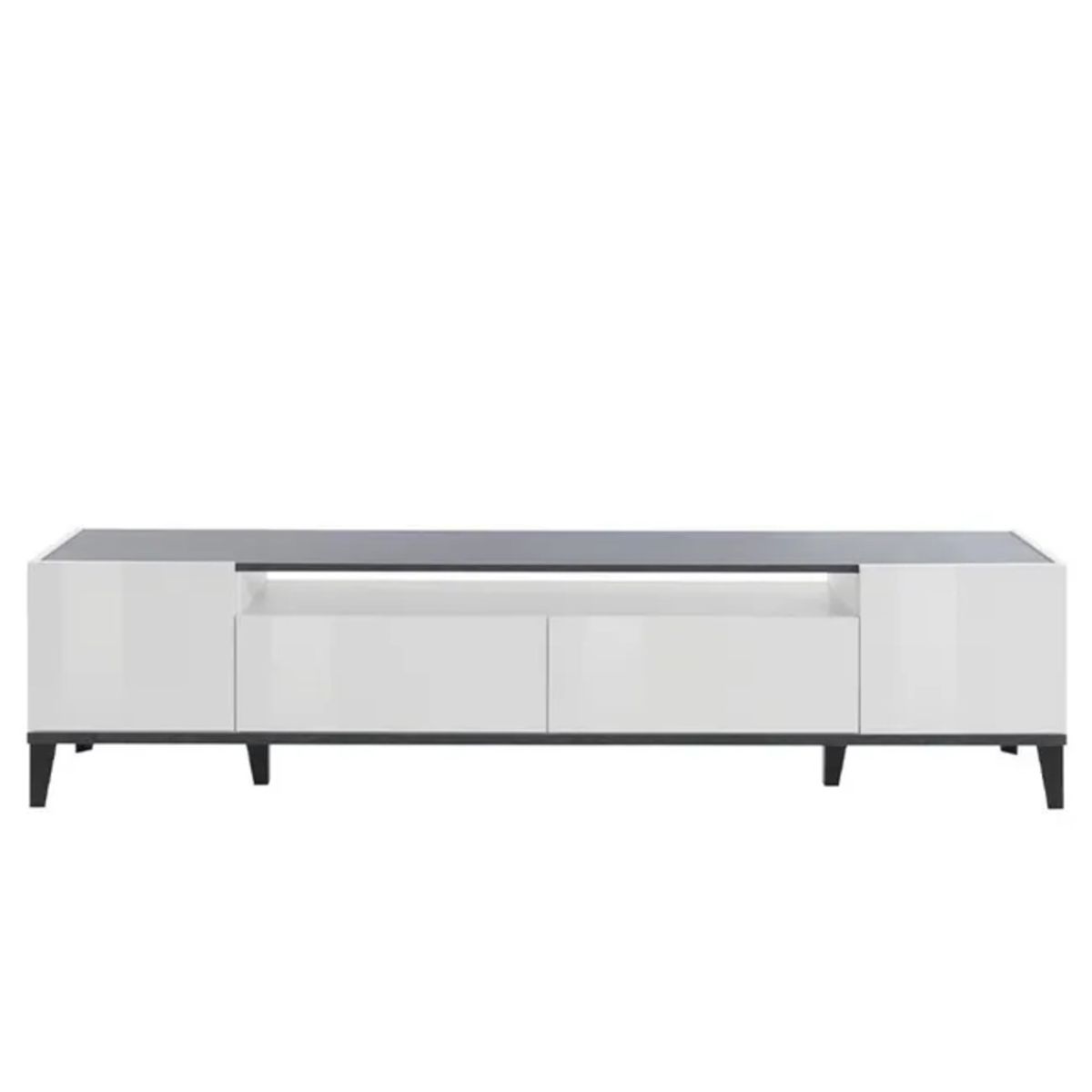 TU MESITA - Mesa de TV Moderna Jenny color BlancoGris 2 puertas 2 cajones TU MESITA