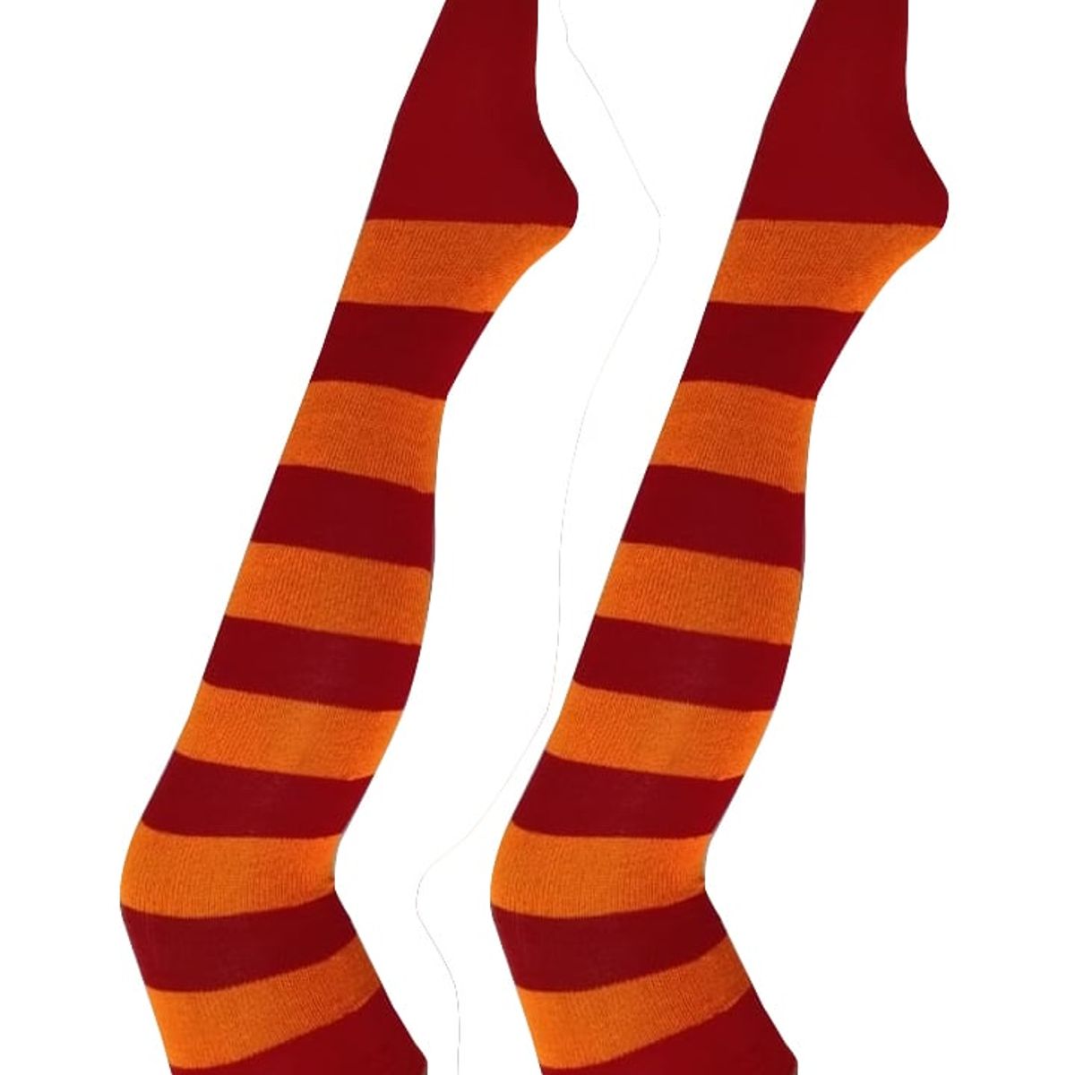 WHITE - Medias Rayas Rojo y Naranja largas halloween disfraz_.