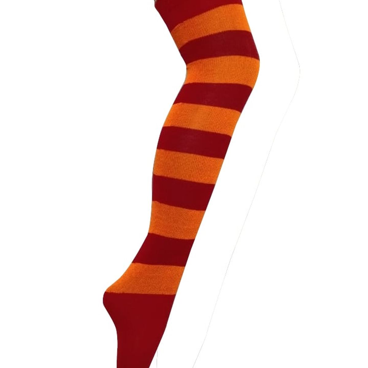 WHITE - Medias Rayas Rojo y Naranja largas halloween disfraz_.