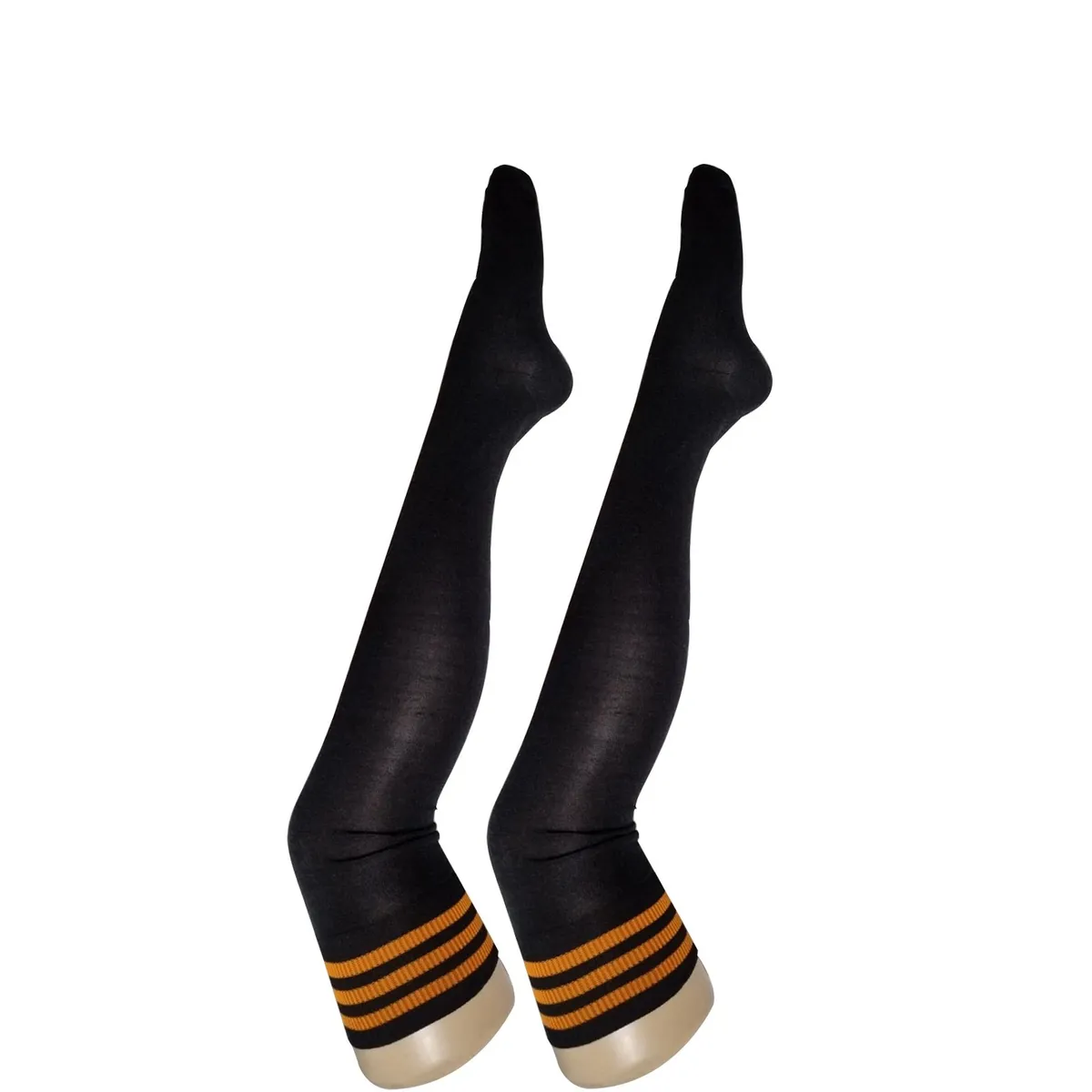 WHITE - Medias Rayas Negro y Naranja  halloween disfraz_.