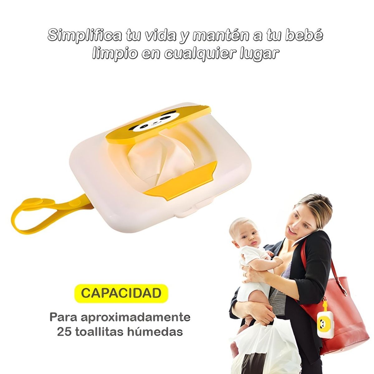 GENERICO - Estuche Plástico para Almacenar Toallitas Húmedas - Amarillo