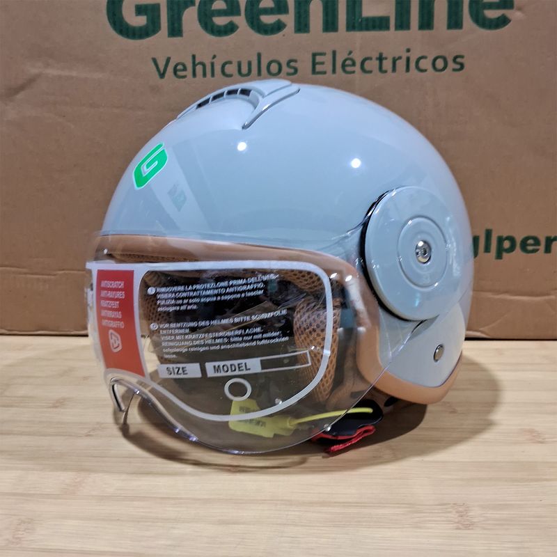 GREENLINE - Casco para Moto Modelo 750 GRIS CLARO BRILLANTE