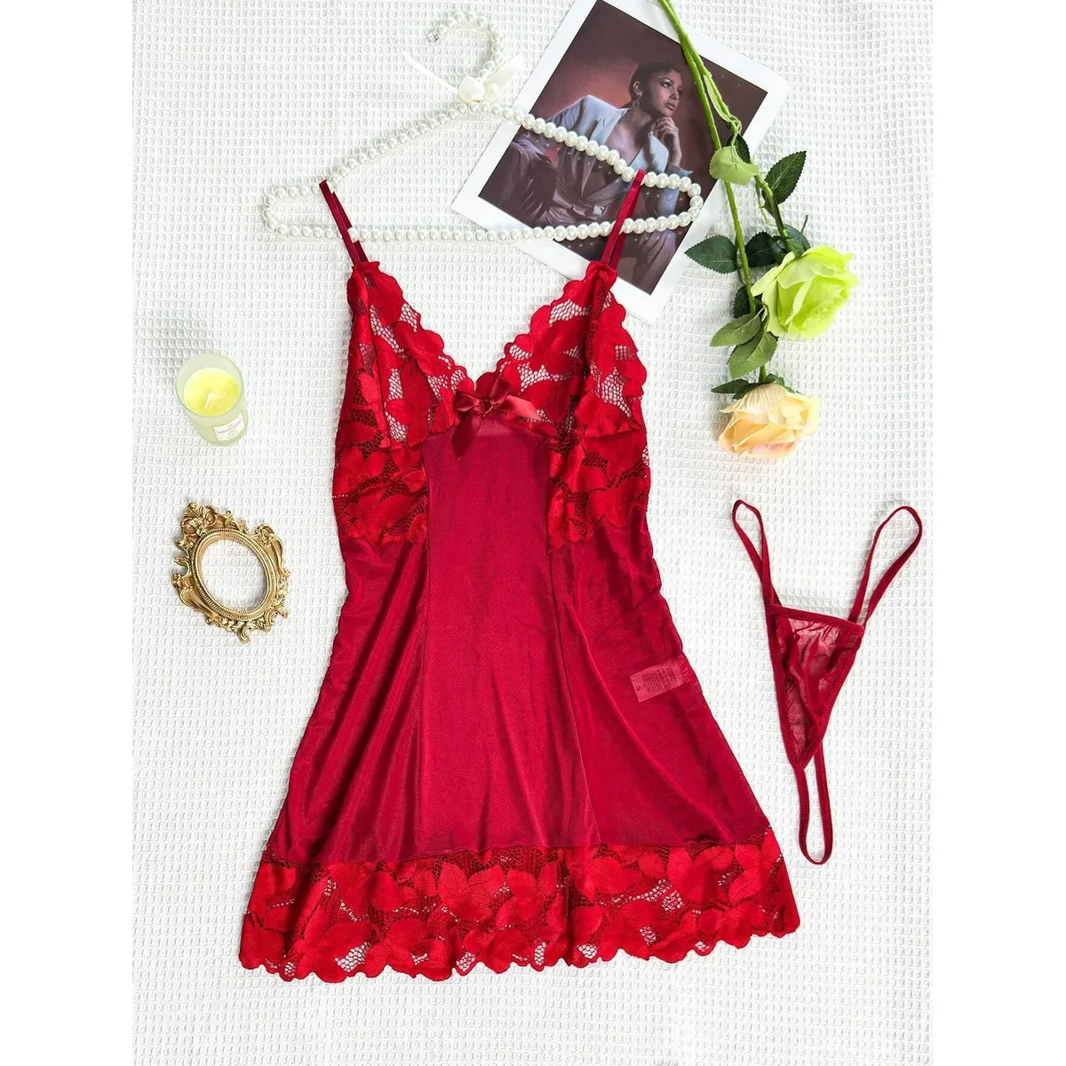 GENERICO - LENCERIA ROJO LOLITAS BABY DOLL