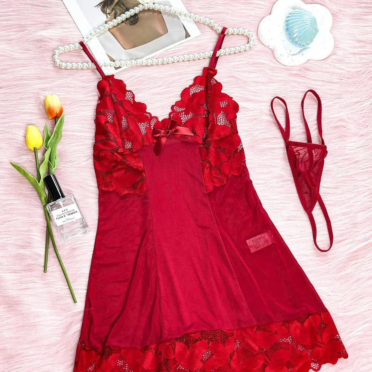 GENERICO - LENCERIA ROJO LOLITAS BABY DOLL