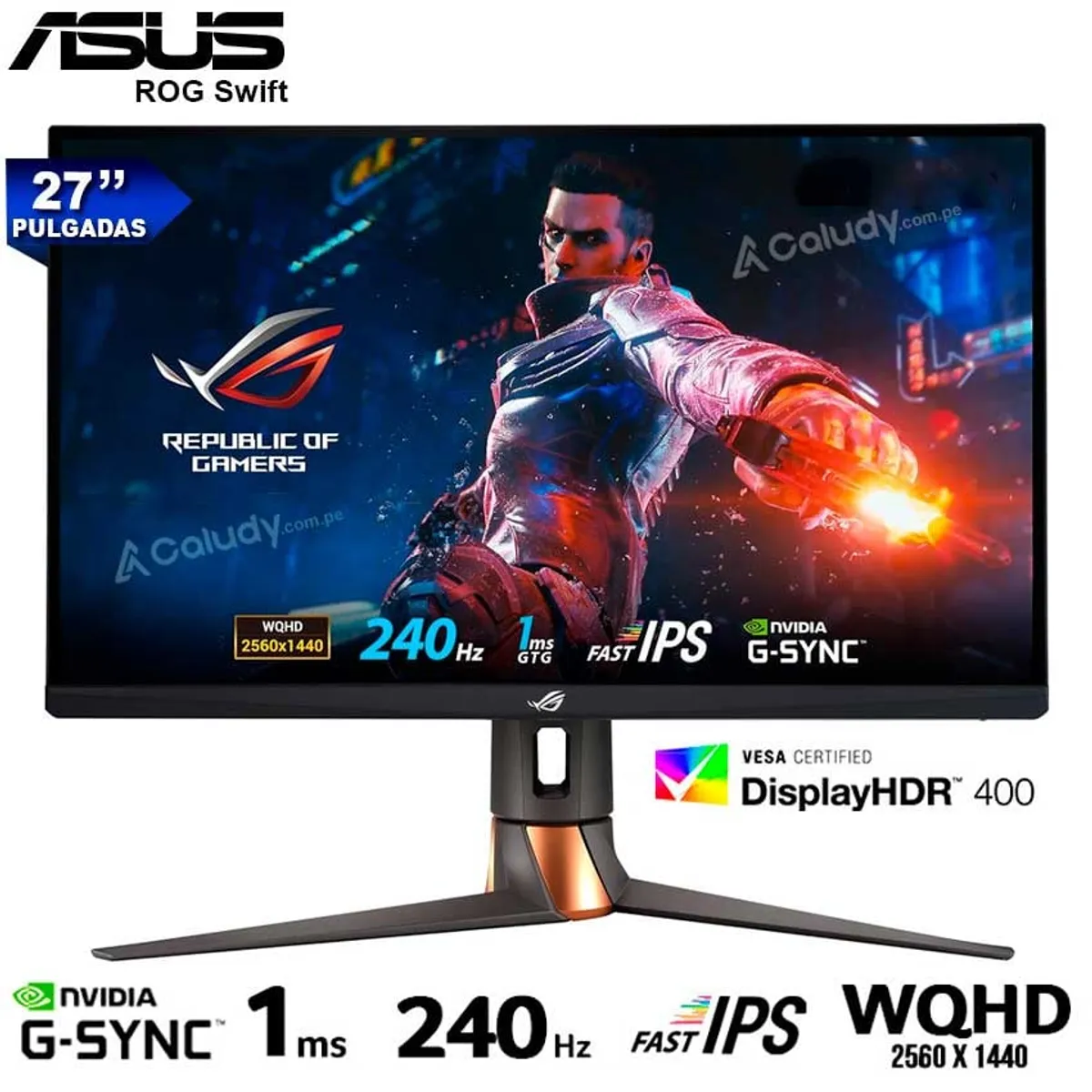 ASUS - Monitor ASUS ROG Swift PG279QM 27 Fast IPS QHD 240Hz 1ms Nvidia G-Sync
