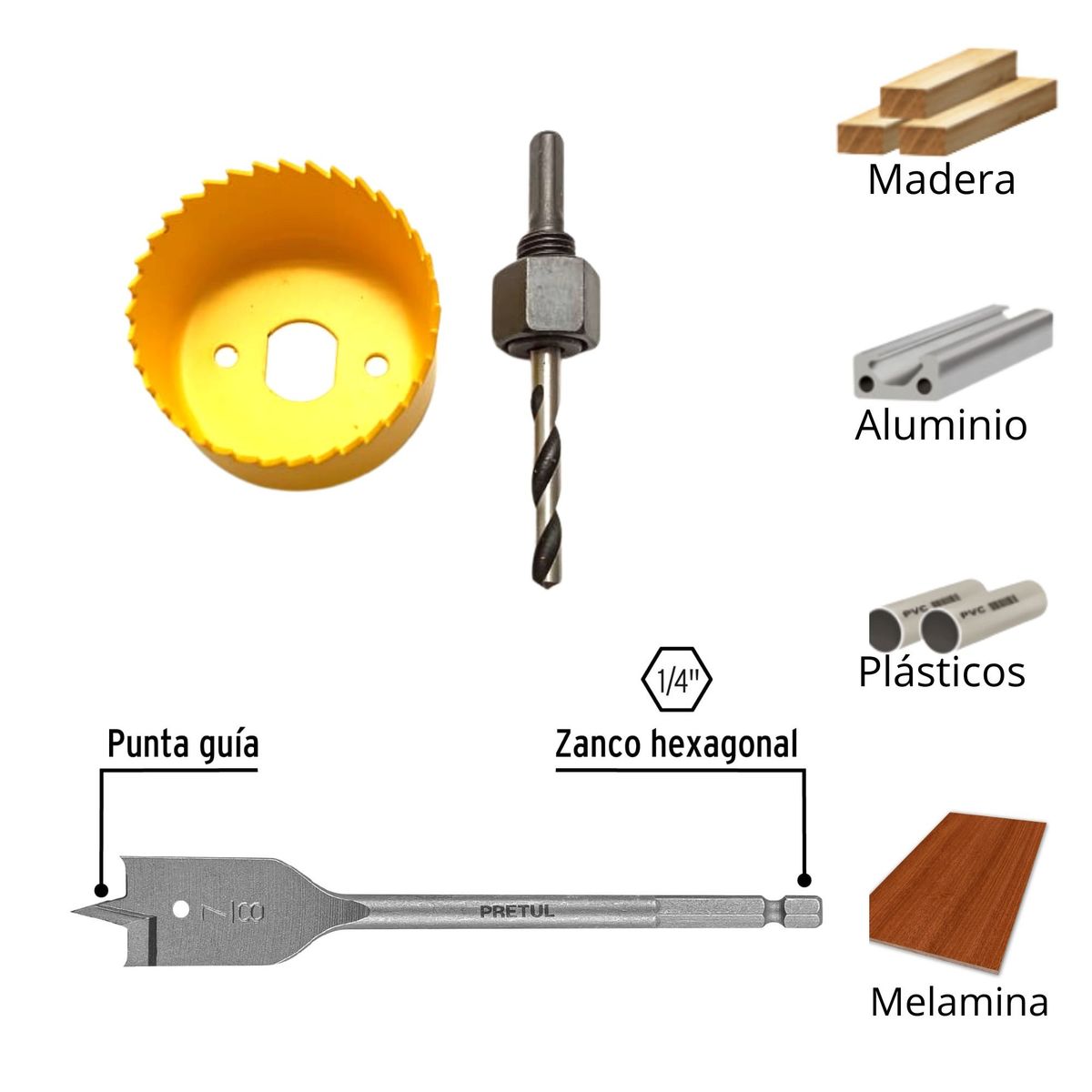 PRETUL - Kit para instalar cerradura 3 piezas brocasierras - pretul