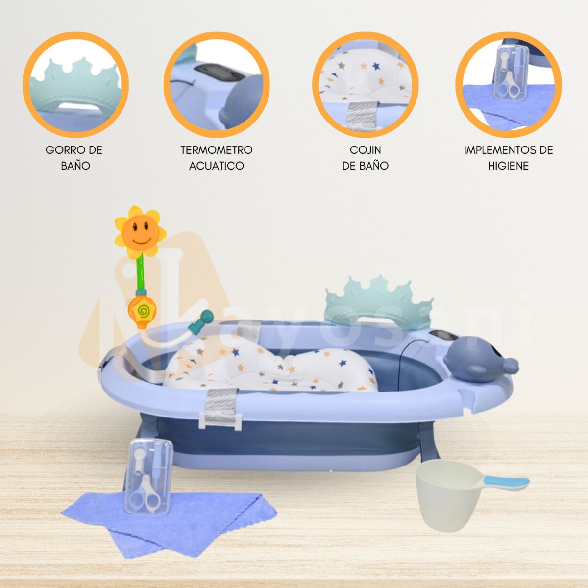 BABY KITS - Tina bañera Plegable para Bebés «JELLY SPA» Blue