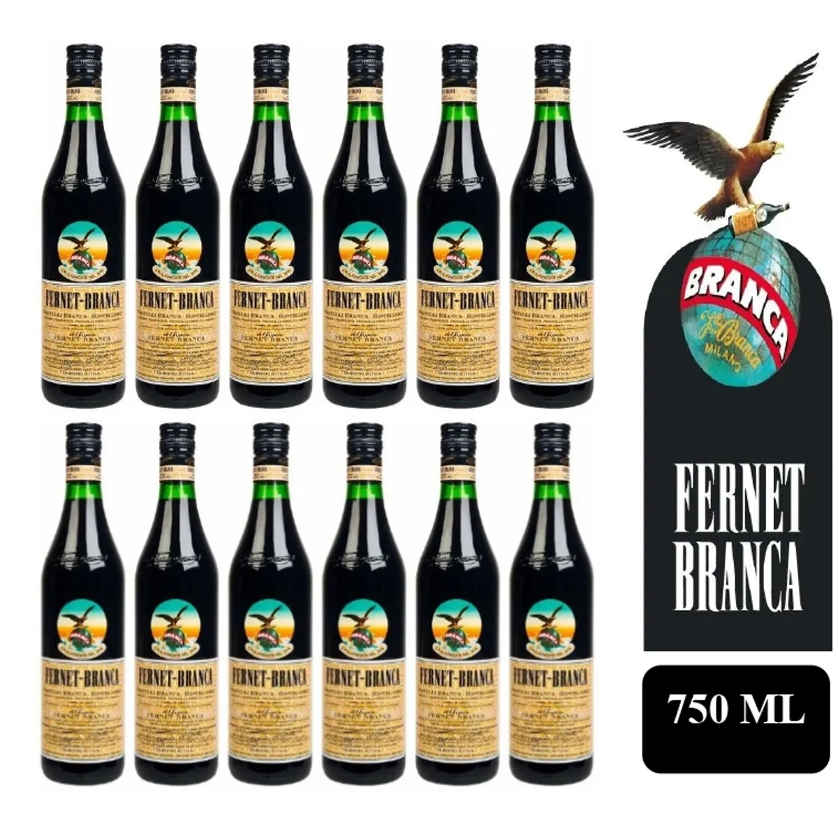 FERNET - Licor Fernet Branca 750ml - 12 UND