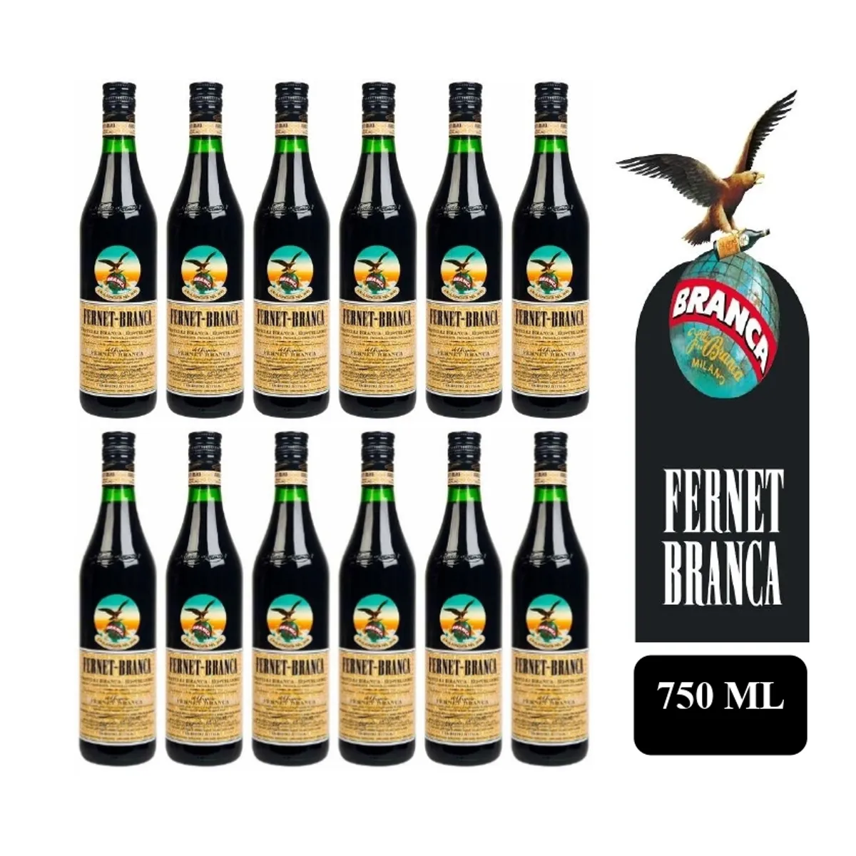 FERNET - Licor Fernet Branca 750ml - 12 UND