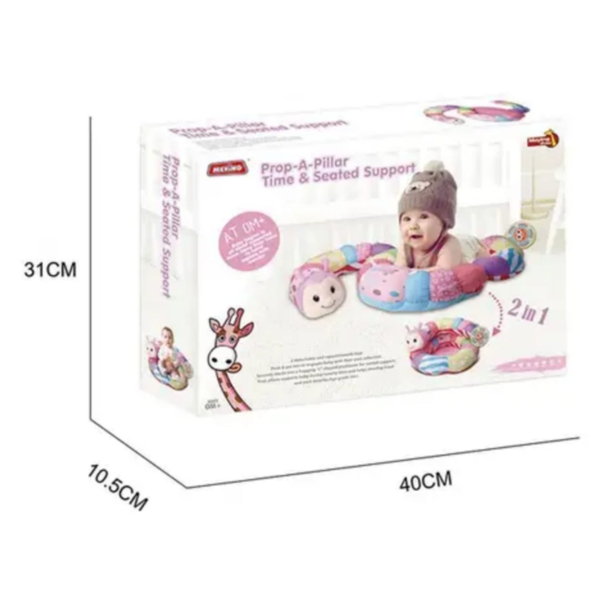 GENERICO - Cojin Oruga 2 EN 1para bebe JUGUETE DE ESTIMULACIÓN CELESTE